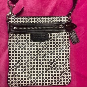 Coach Monogram Black and White Crossbody Bag